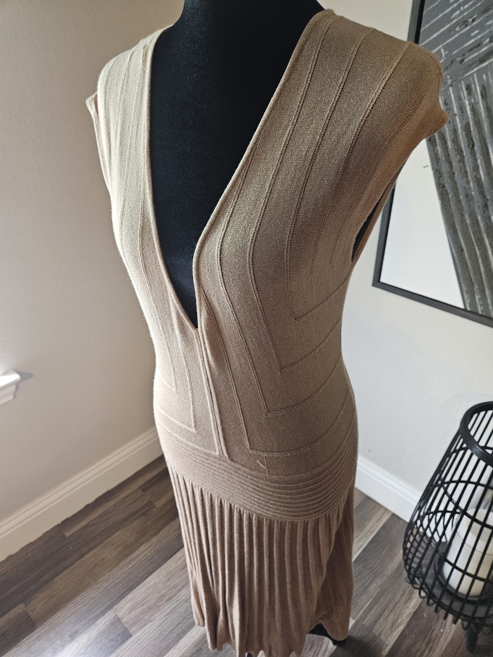 Max Studio Tan Midi Knit Dress